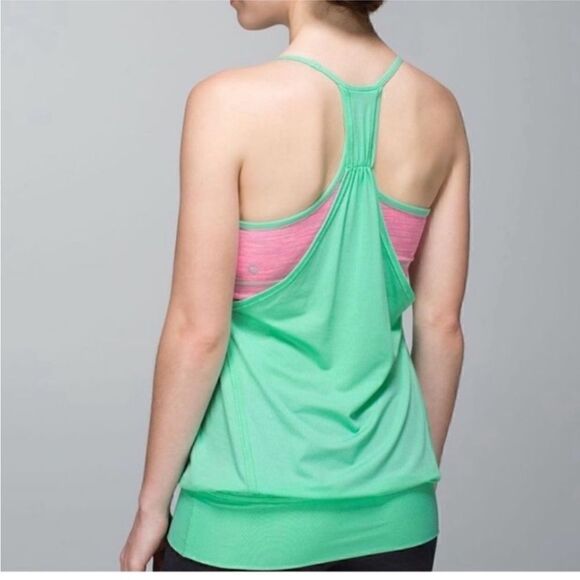 Lululemon green pink tank sports bra 4 - Picture 1 of 5